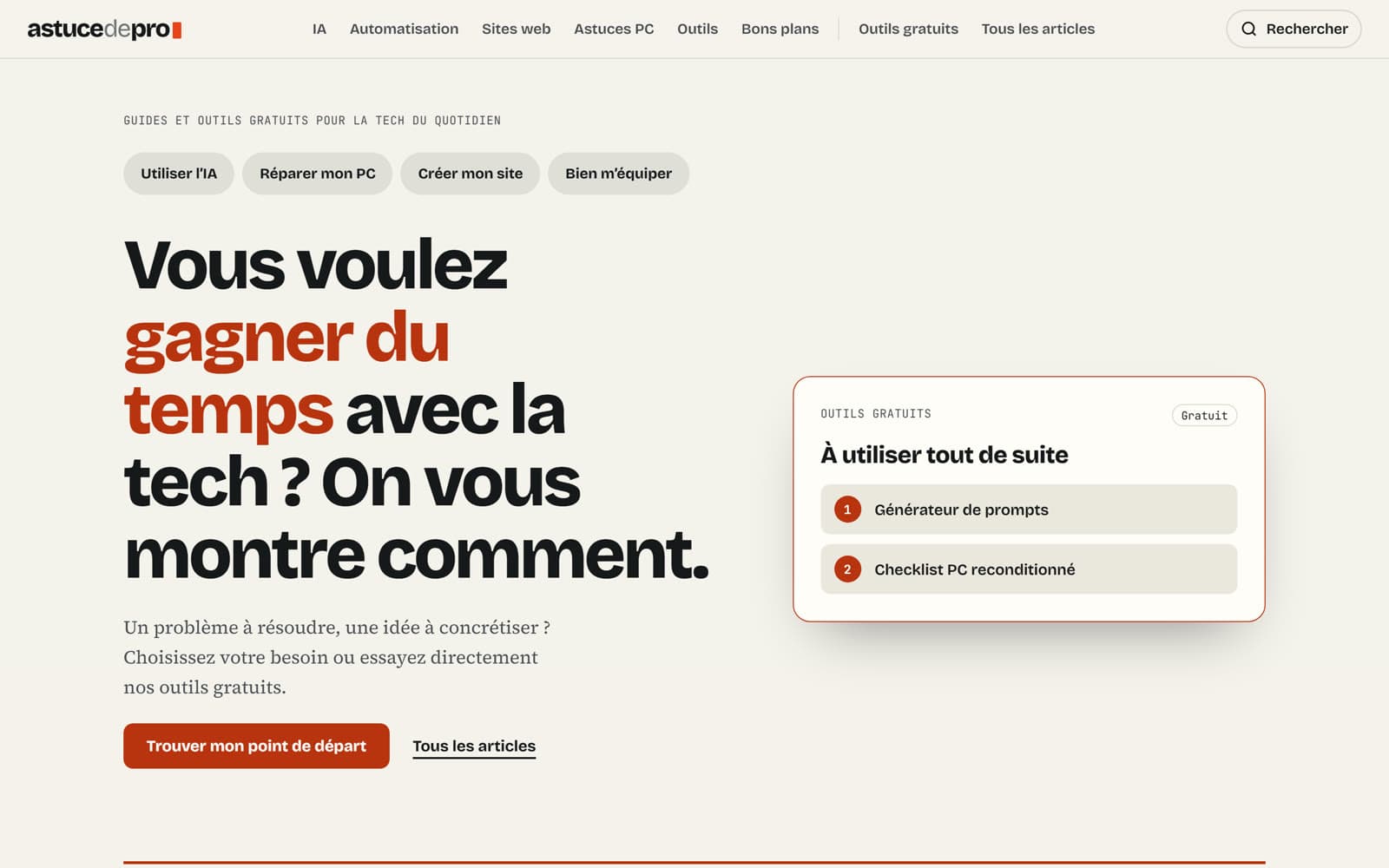 Accueil du site Astuce de Pro